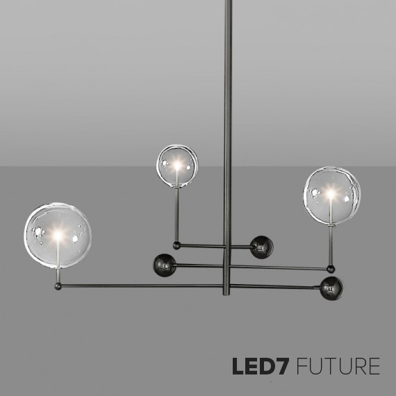 Loft Industry Modern - Glass Globe Mobile 3 Brass